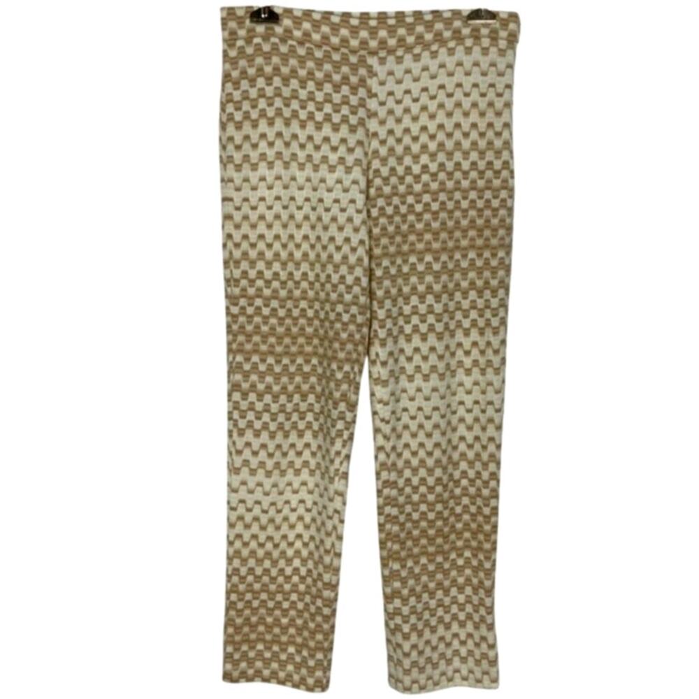 Missoni Italy Knit Straight Leg Trouser Pant Mod Chevron Beige Women's Size 4